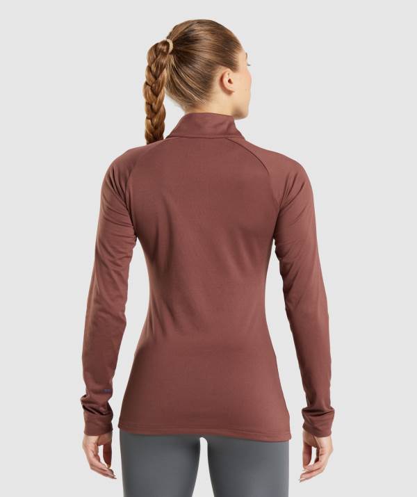 Damske Pulovre Gymshark Training 1/4 Zip Ruzove Hnede | KY4912736